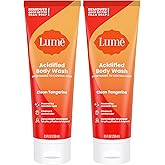 Lume Acidified Body Wash - 24 Hour Odor Control - Removes Odor Better than Soap - Moisturizing Formula - Formulated Without SLS or Parabens - OB/GYN Developed - 8.5 ounce (Pack of 2) (Clean Tangerine)