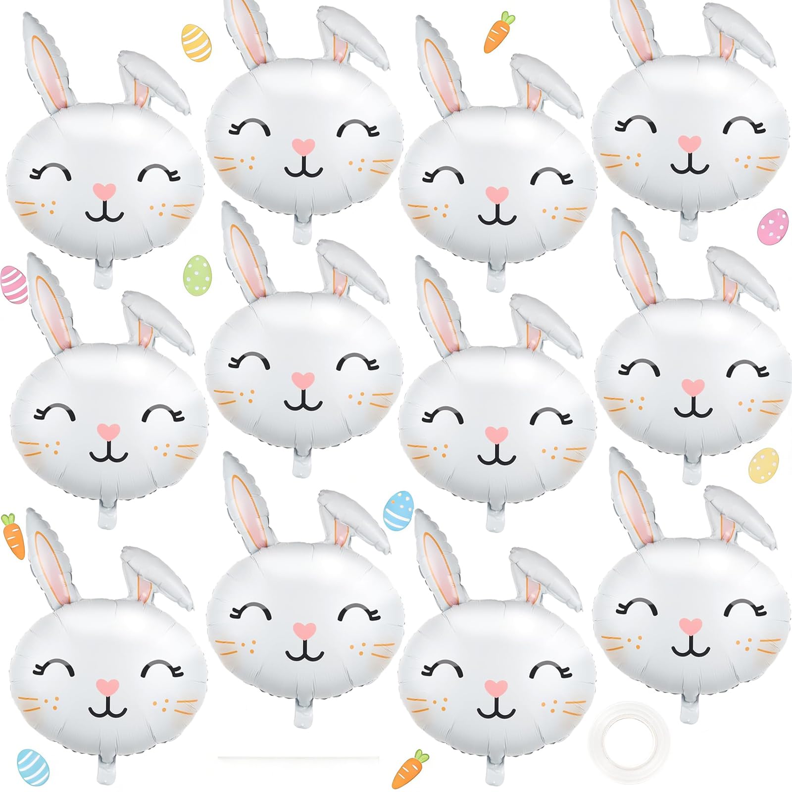 Photo 1 of 12 PCS Easter Bunny Balloons Rabbit Foil Balloons for Spring Birthday Party Baby Shower Easter Themed Party Decorations (Bunny)