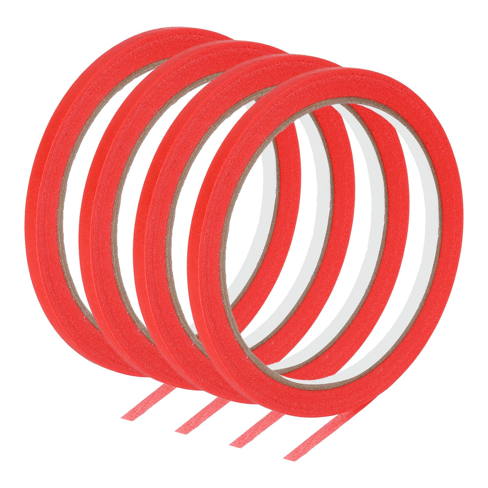 PATIKIL Masking Tape 0.2 Inch Wide, 4 Roll 22 Yard Painters Tape Bulk No Residue Craft Tape for Wall Painting Labeling Car Painting Home DIY Flower Crafts Decoration, Red