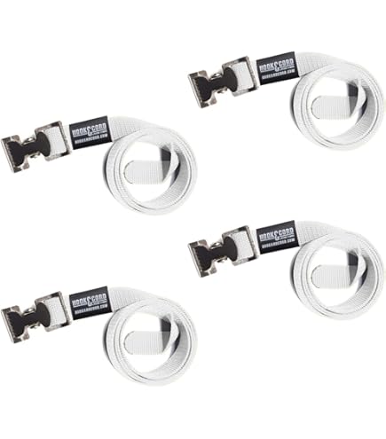 SECURE IT QUICK Cinch Tie-Down Straps - Heavy Duty 1" Webbing, 300lb Capacity, 4-Pack In White