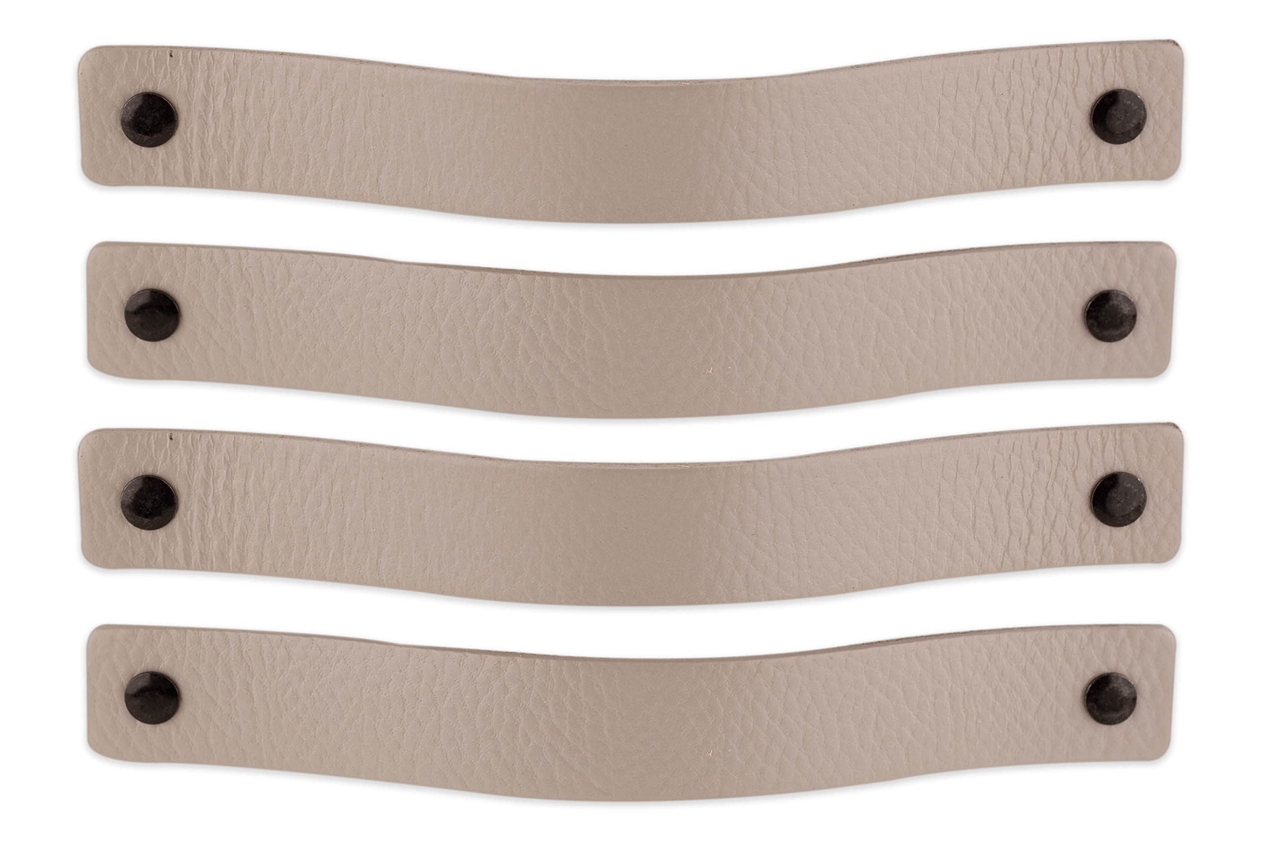 Brute Strength - Leather Handles for Furniture - Light Grey - 4 pcs - 20 x 2,5 cm - Cabinet Handle, Door Handle for Kitchen, Bathroom, cabinets, Dresser, Wood