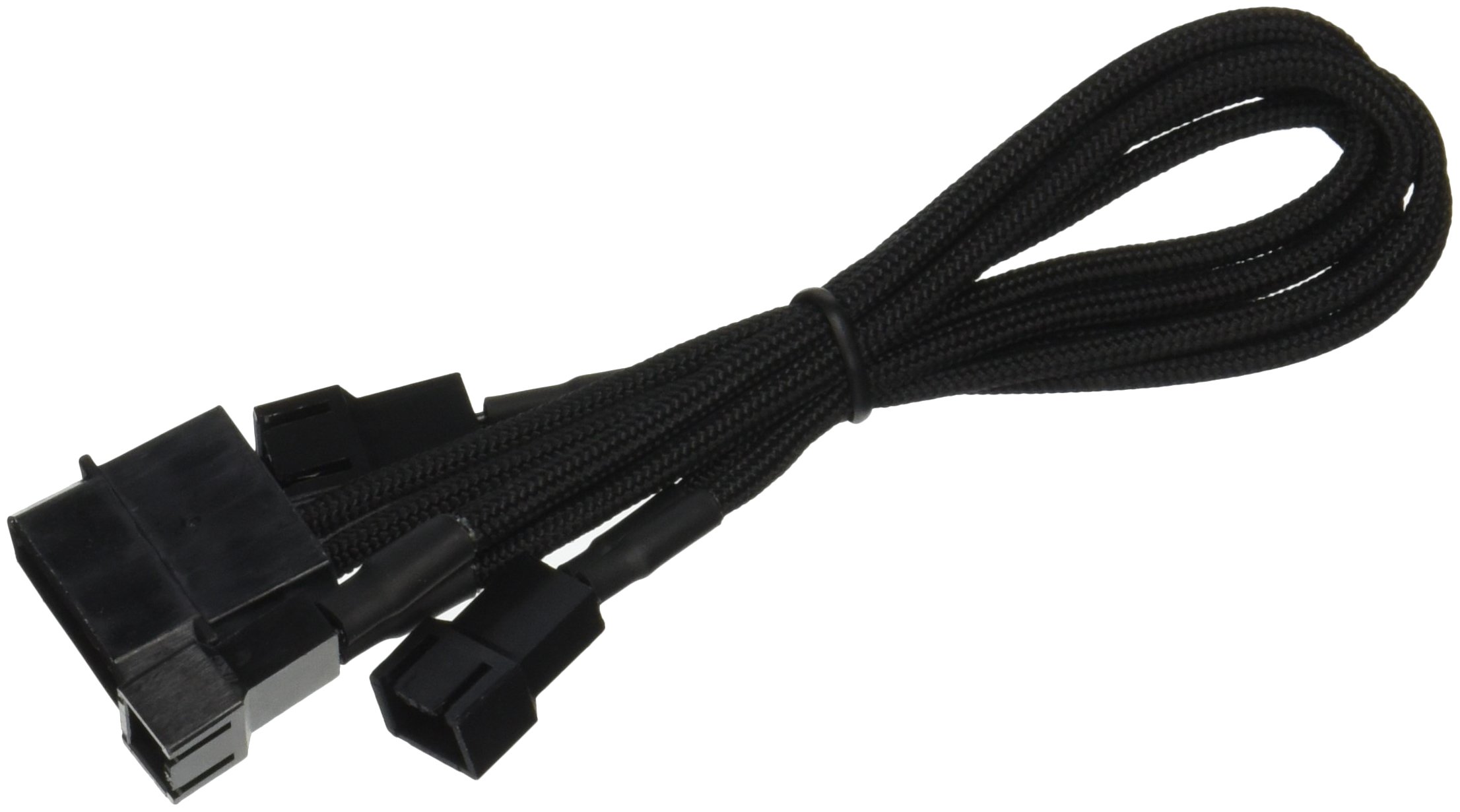 BitFenix 20cm Molex to 3x 3-Pin Adapter - Sleeved Black/Black