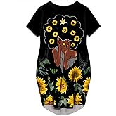 AZPSRT Fashion Women's African American Art Print Dress Casual Loose Dresses