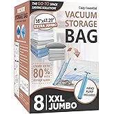 Cozy Essential 8 Pack XXL Jumbo Vacuum Storage Bags, Extra Large Vacuum Seal Bags for Comforters, Bedding, Blanket Storage, Giant Space Saver Bags for Huge Stuffed Toy(47.2x35 in)
