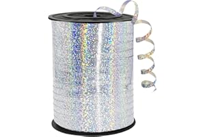WUYUEJXI Silver Curling Ribbon, 500 Yard Shiny Metallic Silver Balloon String, 1/5" Ribbon Curling for Gift Wrapping, Balloon Ribbon, Birthday, Party, Festival, Florist Flowers Decoratio, Art Craft