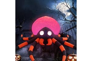 SHDEJTG 12ft Orange Flame Light Spider Halloween Outdoor Inflatable Decoration, Outdoor Decoration with LED Lights, Holiday Inflatable Decoration for Outdoor Patio, Garden, Lawn