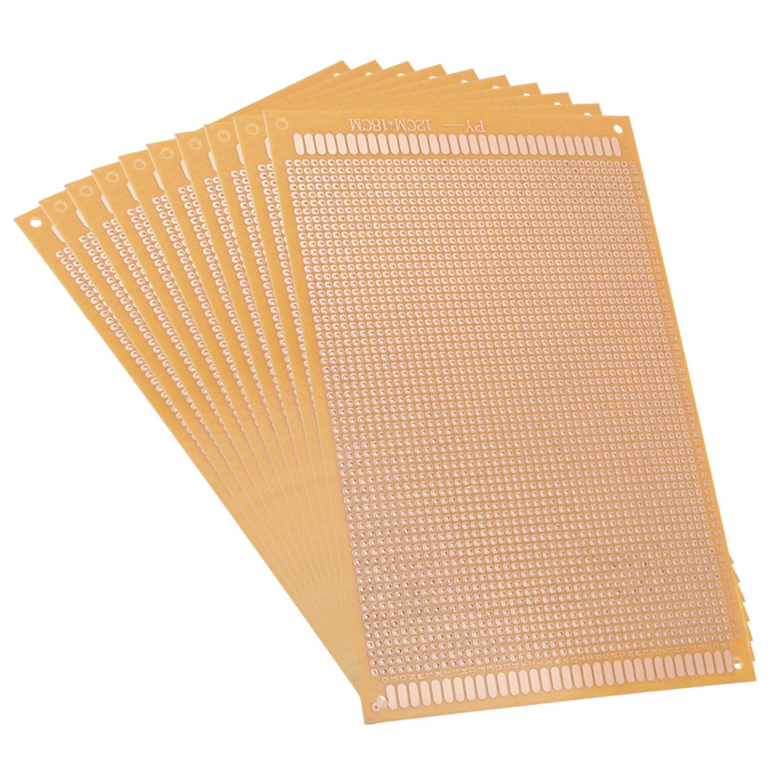 sourcing map 12x18cm Single Sided Universal Paper Printed Circuit Board Thickness 1.3mm Brown 10pcs