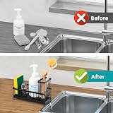 Sinnsally Sink Caddy Kitchen Organizer with Drainage Spout & Brush Holder view 6