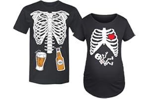 Tstars Maternity Skeleton Xray Halloween Shirt with Baby Boy Print - Mom & Dad Couples Pregnancy Matching Tops