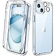 Diaclara Designed for iPhone 15 Case, Full Body Rugged Case with Built-in Touch Sensitive Anti-Scratch Screen Protector, with Camera Lens Protector for iPhone 15 6.1" (Clear)