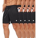 lomsoe 5 Pack Gym Shorts Men 5 Inch Quick Dry Mesh Shorts Men Lightweight Training Athletic Running Shorts with Pockets
