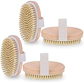 4 Pack Dry Brushing Body Brush Natural Bristle Exfoliating Brush for Cellulite, Lymphatic Drainage, and Blood Circulation, Soft Bristles Suitable for Wet and Dry Use