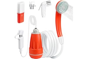 SPACEREST Portable Shower for Camping, 4400mAh Electric Portable Camping Shower with USB C Adapter, Outdoor Camp Pump with LED Camping Light, Multiple Power Supply Methods, for Hiking, Travel, Car