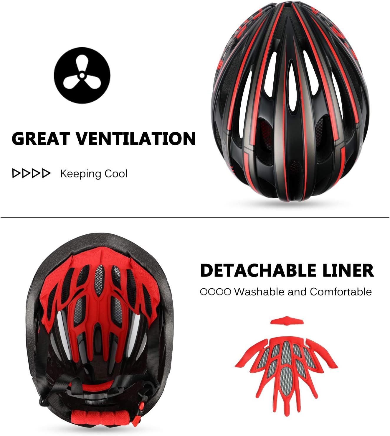 Shinmax Bike Helmet with USB Rechargeable LED Light, Magnetic Goggles & Adjustable Visor - Image 4