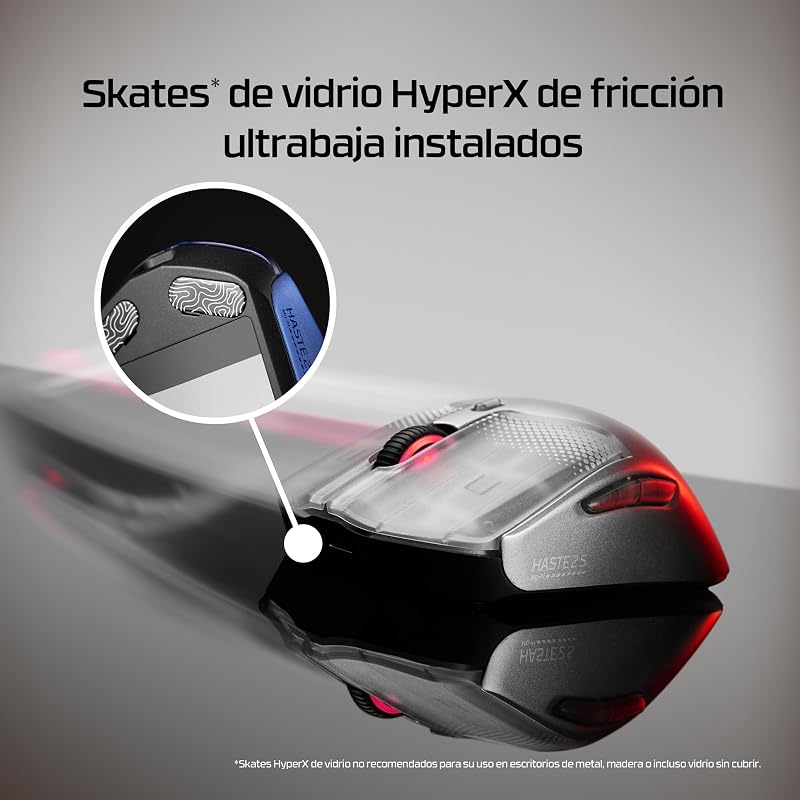 Pulsefire Haste 2 S - Ratón Gaming inalámbrico, Carcasa de magnesio, Ultra-Ligero 64g, batería 120h, Glass Skates, Sensor 26K, Color Plata