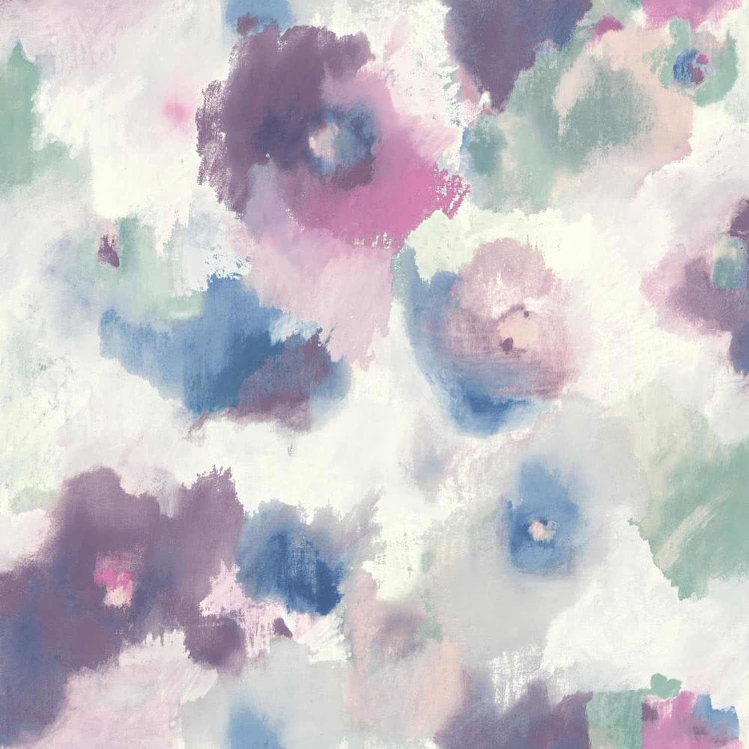 RoomMates RMK11079WP Impressionist Pink and Blue Floral Peel and Stick Wallpaper