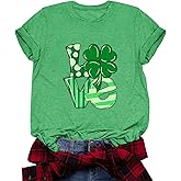 St Patrick's Shirts for Women Lucky Irish Shamrock Paddy's Shirt Cute Shamrock Graphic Short Sleeve Tees Tops