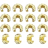 uxcell 100 Pcs Crimp Bead Covers, 4mm/0.16" Half Round Open Crimp Beads Knot Cover, Small Loose Beads End Tip Caps for Bracelet Jewelry Making Craft DIY, Light Gold