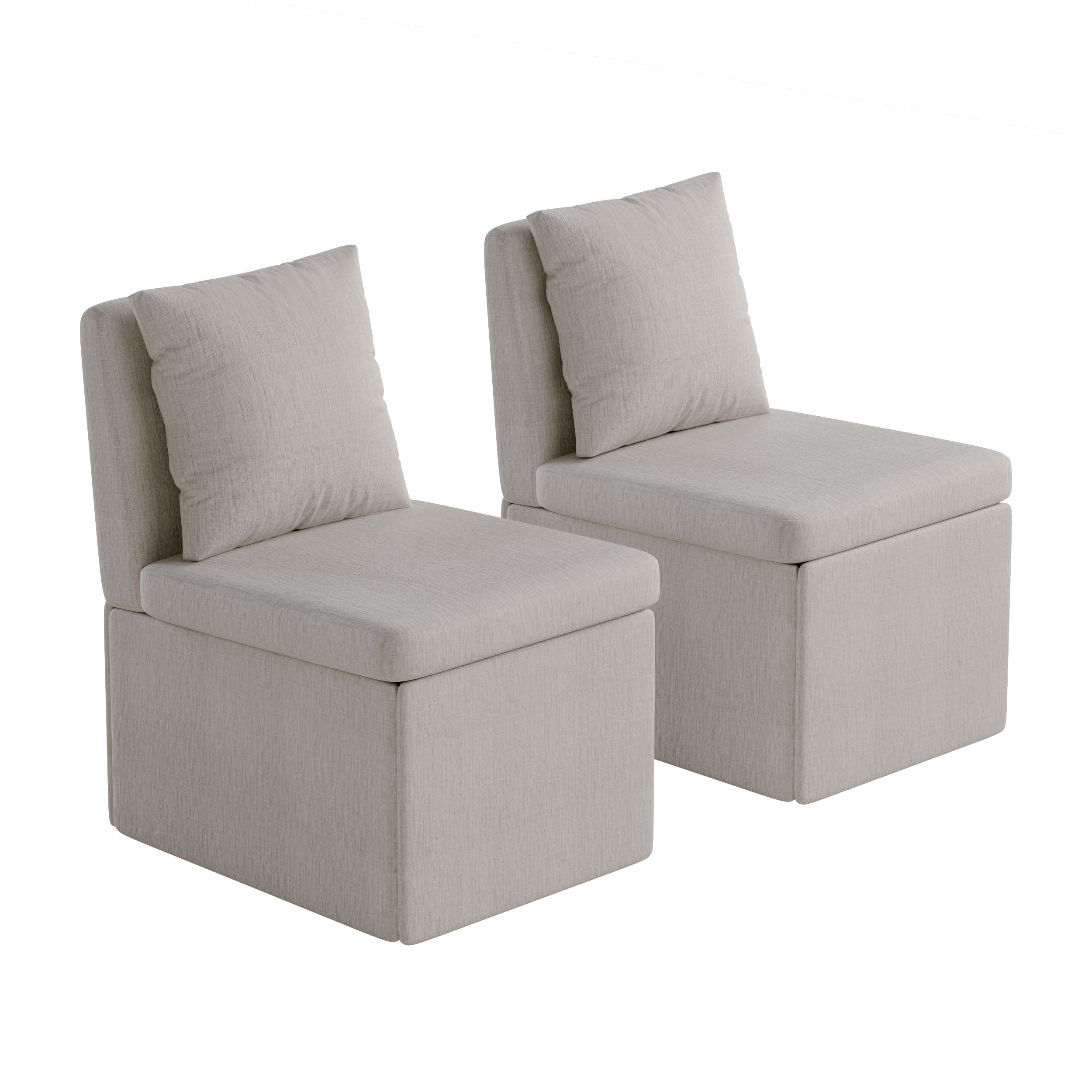 Photo 1 of ***INCOMPLETE***Tatub Upholstered Rolling Dining Chairs with Casters Set of 2, Modern Armless Linen Fabric Dining Chairs with Wheels for Living Reading Waiting Room - Beige