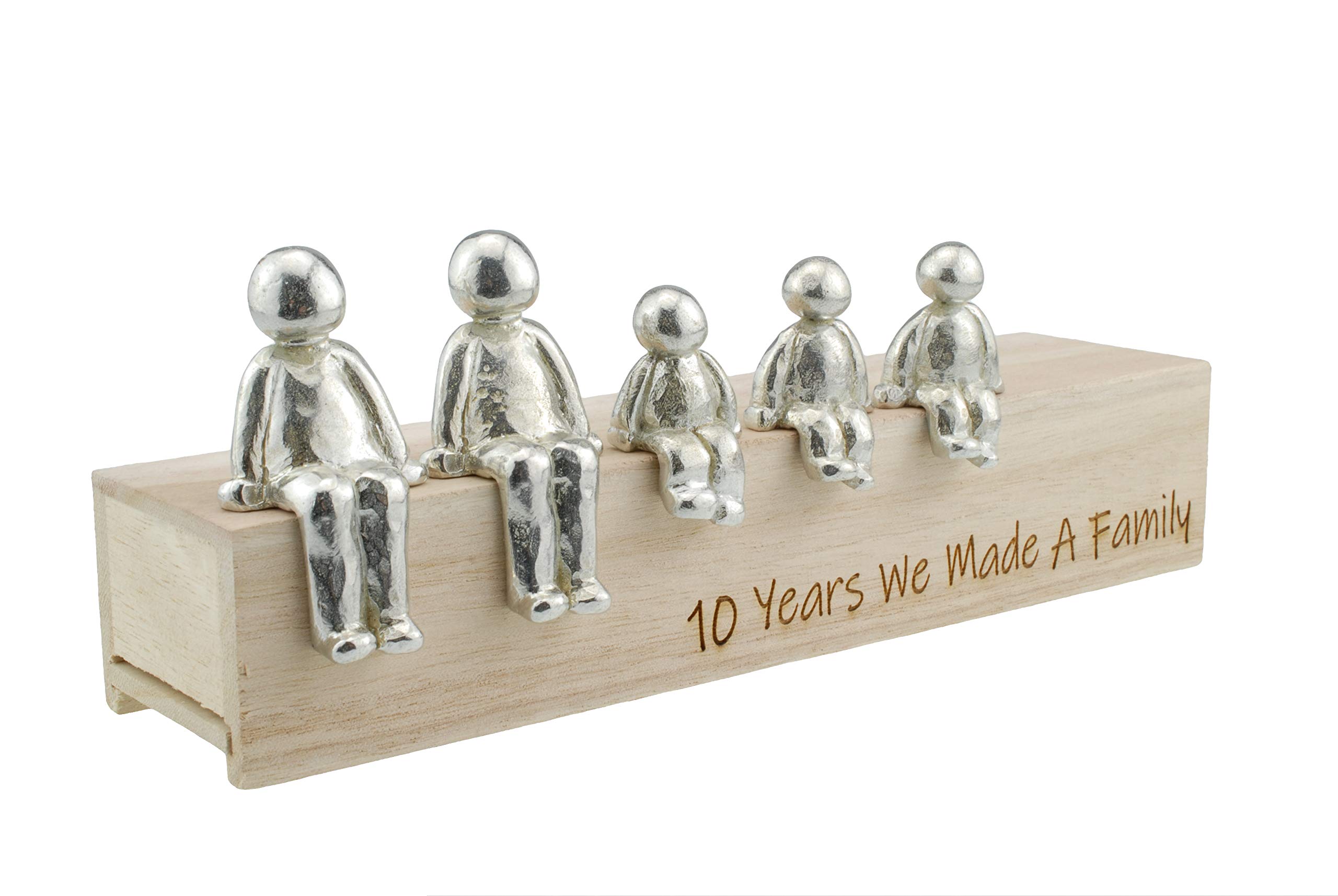 Pirantin 10th Anniversary Idea 10 Years We Made A Family 100% Tin - Choose Your Family Combination Gift (3 Children)