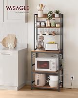 VASAGLE Kitchen Storage Rack with Power Outlet, Rustic Brown & Black view 2