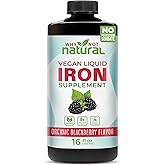 Why Not Natural Liquid Iron Supplement for Women, Men and Kids, Vegan Formulation for Anemia, Sugar Free, Vegan, Non-GMO, Organic BlackBerry Flavor 16 Fl Oz