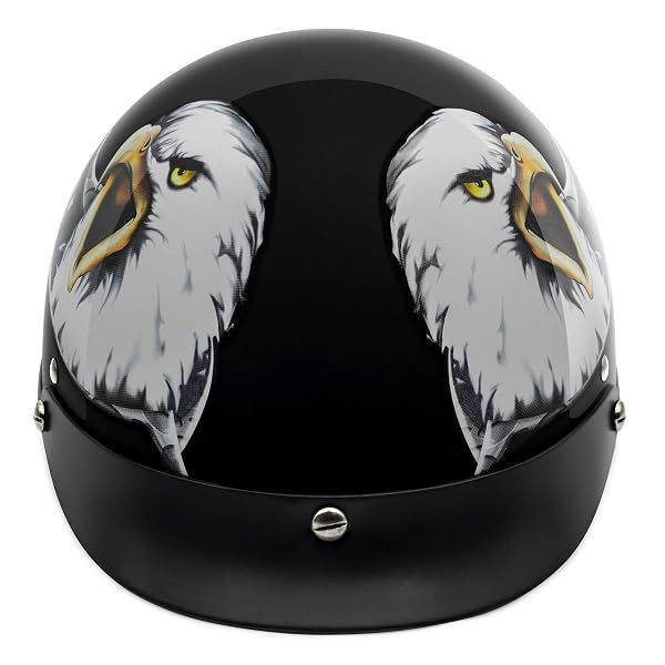 VCAN – V505USA24 CRUISER PATRIOTIC EAGLE USA GRAPHICS MOTORCYCLE HALF HELMET (GLOSS BLACK, LARGE)