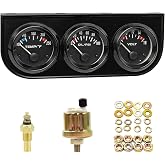 52mm Triple Gauge Set （Oil Pressure+Water Temp+Voltmeter） 3 in 1 Gauge Kit | With Black Console for 12V Cars Ships Boats Truck Motorcycle