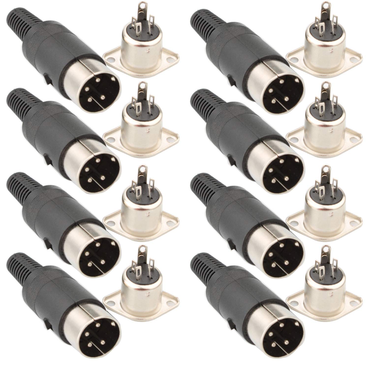 RUNCCI-YUN 16pcs 4 Pin DIN Male to Female Connector, Panel Mount, audio AV equipment Chassis Cable Solder Connector, for CNC Project (Black) — image 1
