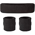 Suddora Sweatbands Set, Moisture Wicking 2 Wristbands and 1 Headband, Breathable Terry Cloth Athletic Bands for Basketball, Tennis, Yoga, Gym, Sweat Bands for Costumes and Cosplay