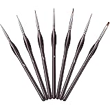 Amazon Basics Detail Paint Brush Set, Multi-shaped Nylon Brushes for Acrylic, Oil, Watercolor, Gouache, 7 Piece, Brown