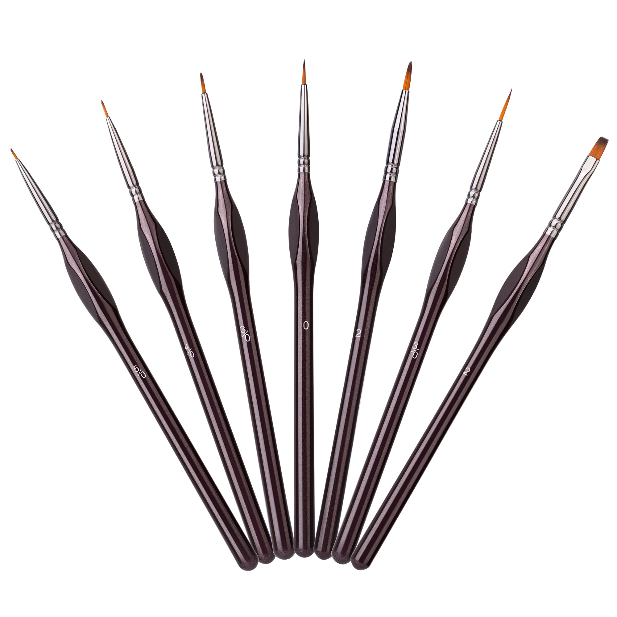 Amazon Basics Detail Paint Brush Set, 8.86"x 2.17" x 2.17", 7 Count, Brown