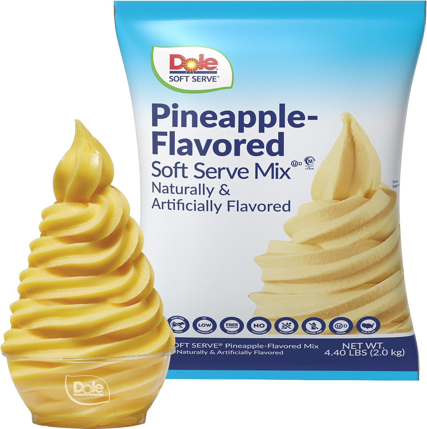 Pineapple Dole Whip Soft Serve Ice Cream Mix (Large 4.4 Pound Bag) - Authentic Dolewhip Same As Found in Disneyland and Hawaii by Dole