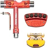 Tail Devil Skateboard Spark Plate &amp; Universal T-Tool Bundle | Translucent Red Maintenance Kit | 9/16", 1/2", 3/8" Sockets &amp; Phillips/Allen Driver | Universal Skate Tool &amp; Spark Accessory