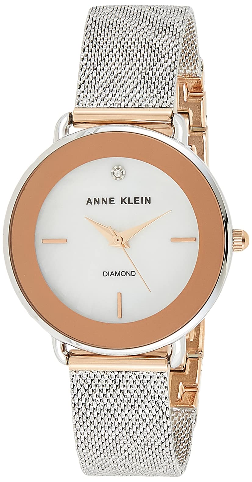 Anne Klein Women's Genuine Diamond Dial Mesh Bracelet Watch in