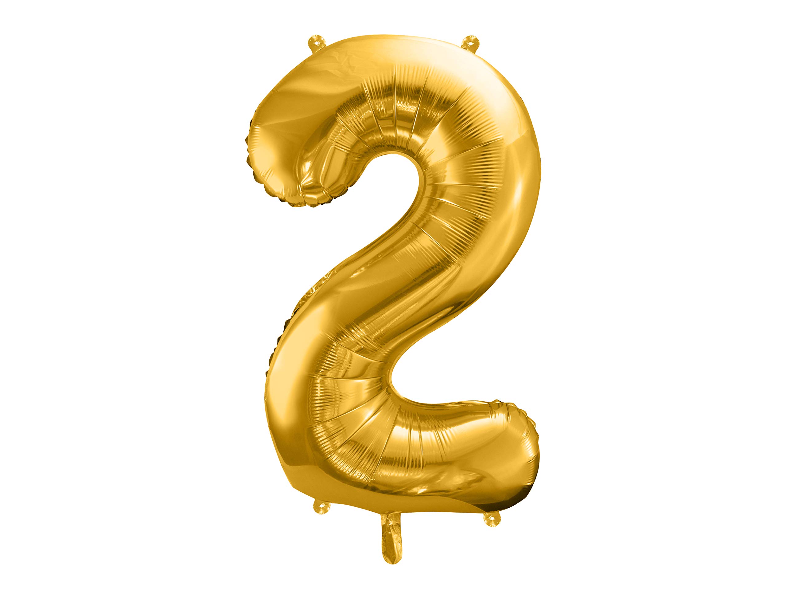 PartyDeco FB1M-2-019 86 cm Foil Balloon Number 2 Gold