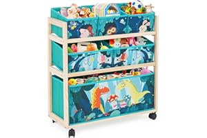Jomifin Kids Toy Organizer with Wheels for Boys Girls, 6 Storage Bins Large Storage Capacity Best Toy Storage Solution for Playroom, Nursery