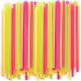 Comfy Package [100 Pack] 8mm Wide Smoothie Straws, Plastic Boba Straws Disposable, Milkshake Straws - Assorted Colors