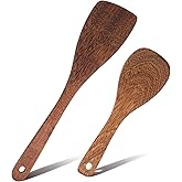 2 Pcs Wooden Spatula Set for Cooking, Flat Wooden Spatula, 13 Inches Natural Wooden Spatulas, Long Handle Flat Frying Spatulas, Cooking Utensils for Stir-Fry Pans, Non-Stick Pans, Cooking Pots