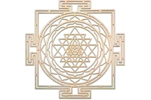 FOURTH LEVEL MANUFACTURING Fourth Level MFG 12" Sri Yantra Maze, Sacred Geometry Wood Wall Art, Crystal Grid Board, Yoga and Zen Meditation Room Decor, Good Spiritual Chakra Energy Altar Decoration