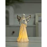 ADAVAS.Y&G Porcelain Angel Figurine with Lyre, White Translucent Ceramic Angel Statue – Elegant Guardian Angel Decorative Figurine for Christmas, Sympathy Gift, or Home Display, 8 Inches