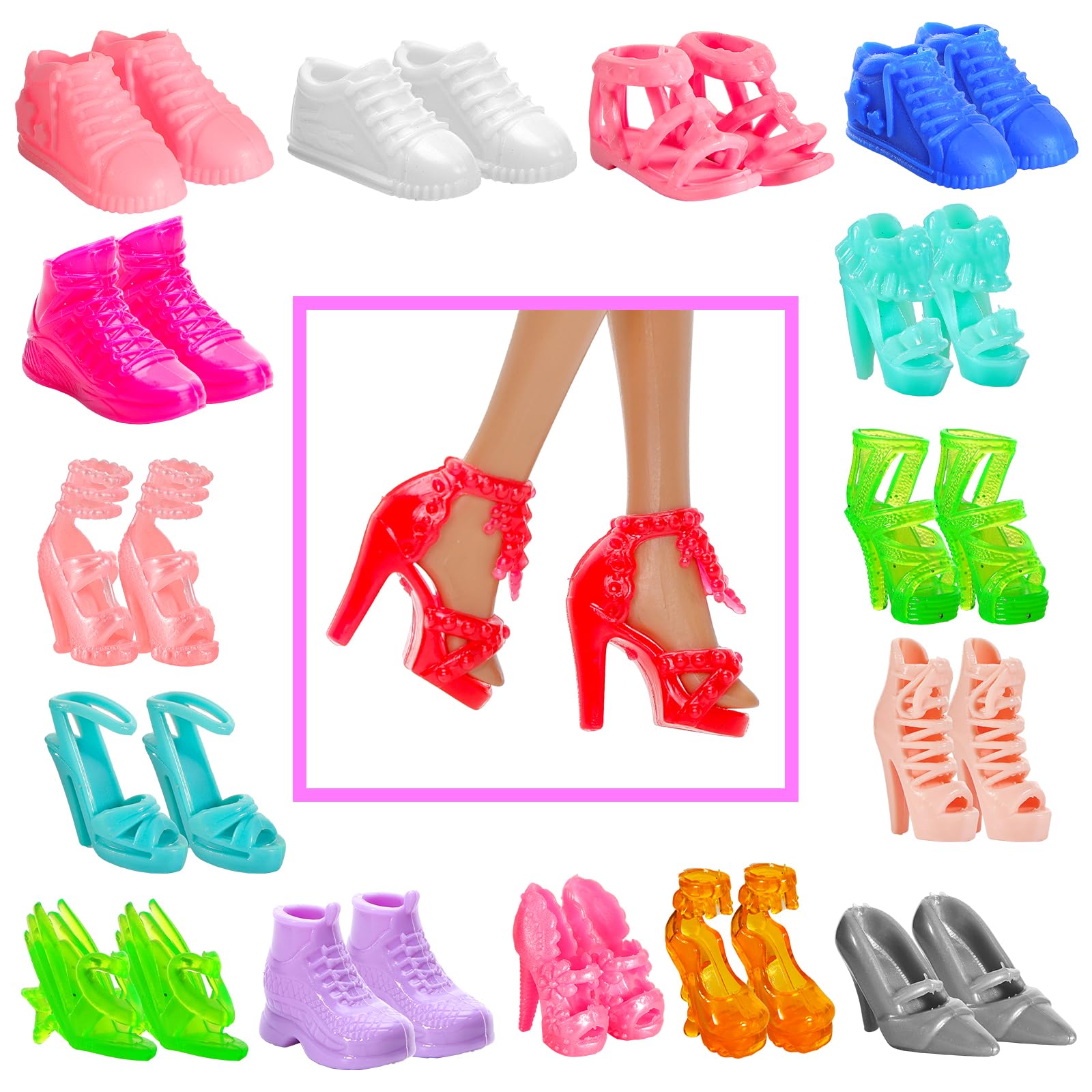 Miunana Lot 37 pcs Random Doll Clothes Shoes Set for 11.5 inch Doll, Includ 5 PCS Boy Doll Clothes + 10 Girl Clothes + 5 Girl Fashion Skirts + 2 Pairs for Boy Shoes + 15 Pairs of Girl Doll Shoes