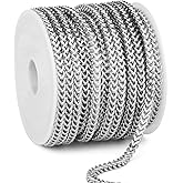 16.5 FT Stainless Steel Wheat Chains Bulk, 2.5 mm 304 Stainless Steel Diamond Cut Foxtail Chains Square Franco Chain Roll Spool for Jewelry Making