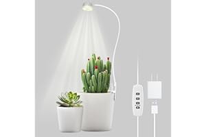 SHYINEYOU Grow Lights for Indoor Plants, 4000K Full Spectrum Plant Lights for Indoor Growing, 10 Brightness & 360° Adjustable Gooseneck & 3/9/12H Timer, Clip-on Small Grow Light for Succulents, Small Plant