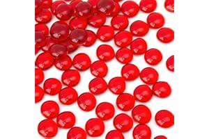 FUTUREPLUSX 1LB Red Glass Beads, Flat Glass Marbles Burgundy Pebbles Marbles for Vases Decorative Red Colored Gemstones Fish Tank Table Scatter Decor Art Craft