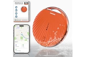 MoMoCo GPS Tracker for Pets – No Subscription Required, Portable Real-Time GPS Tracking Device for Dogs, Compatible with Apple Find My, Location Tracker for Vehicles/Keys/Luggage, iOS Only (Orange)