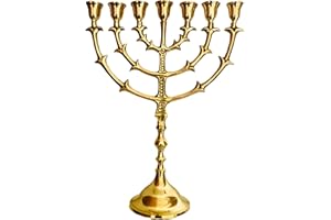 Salomons Menorah 7 Branch, Salomons Menorah .Antique Replica Solid Brass/Copper 12" inches Bronze 7 Branches Menorah Candle Holder from Israel,
