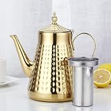 Stainless Steel Teapot 1.8L Hammered Gold Infuser 6-8 Cups view 3