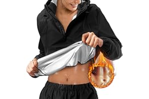 Ursexyly Sauna Suits for Women Weight Loss Half Zip Workout Running Jacket Hooded Hot Sweat Suits Sauna Pants with Pockets