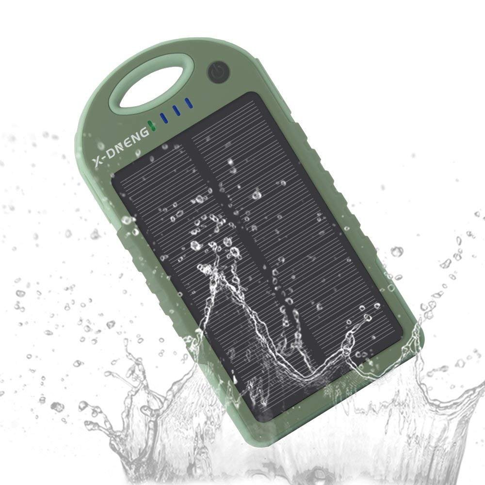 Solar Chargers 12000mAh Portable Solar Power Bank,Waterproof/Shockproof/Dustproof Solar Battery Charger Dual USB Port with Strong LED Light for Cellphone iPhone iPad Samsung Adroid Gopro GPS and More